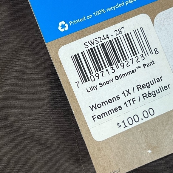 NWT 1X Columbia Lilly Snow Glimmer Brown OmniShield Lined Fleece Snow Pants Warm - Picture 7 of 14